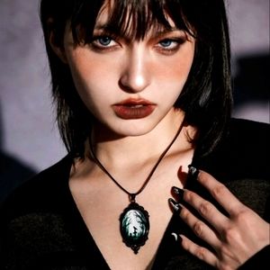 GOTHIC CEMETARY BLACK CROW SCENE PENDANT NEW